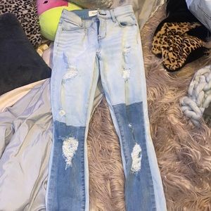 pacsun mixed denim ripped jeans